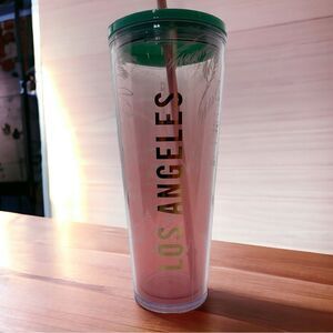 24oz Starbucks Tumbler Los Angeles California Pink Teal